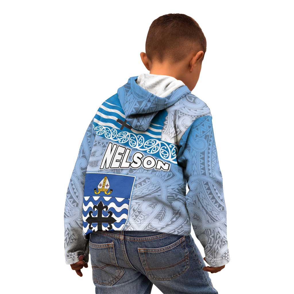 New Zealand Nelson Kid Hoodie Nelson's Flag and Seal - Maori Art Tattoo