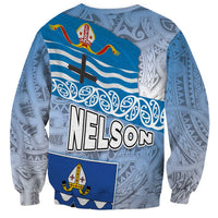 New Zealand Nelson Sweatshirt Nelson's Flag and Seal - Maori Art Tattoo