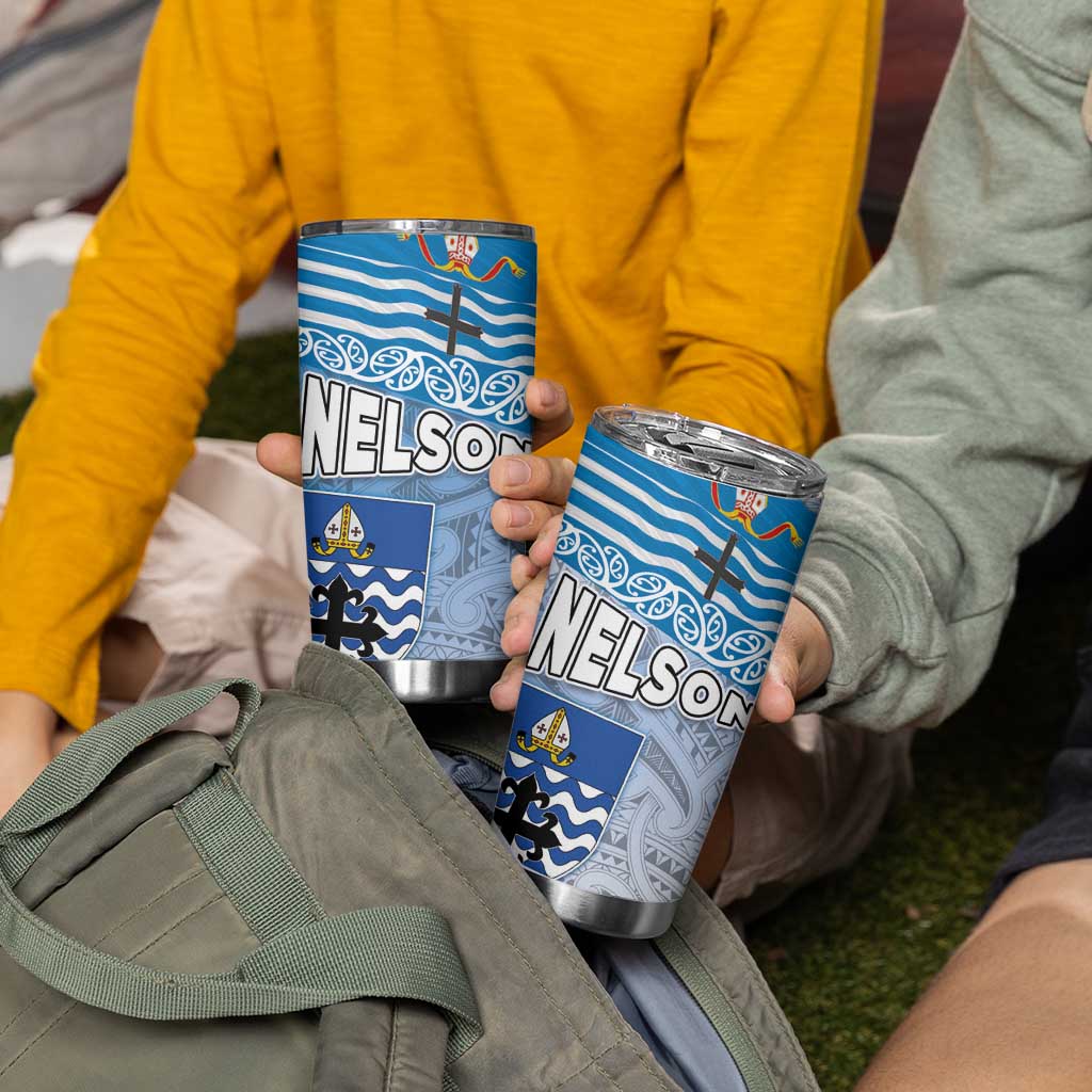 New Zealand Nelson Tumbler Cup Nelson's Flag and Seal - Maori Art Tattoo