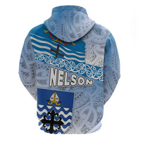 New Zealand Nelson Zip Hoodie Nelson's Flag and Seal - Maori Art Tattoo