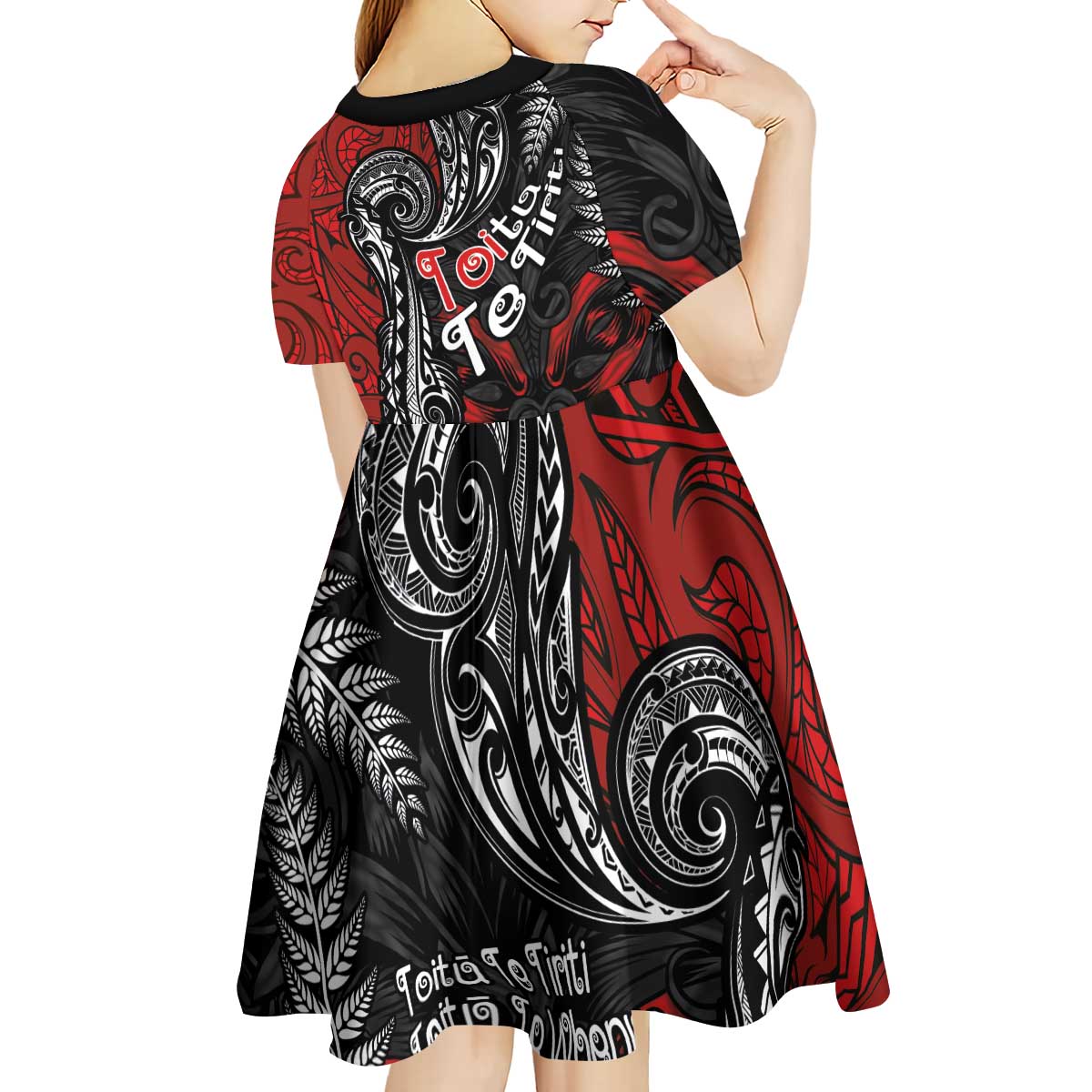 Aotearoa Toitu Te Tiriti Kid Short Sleeve Dress New Zealand Honour the Treaty - Te Tiriti Is Us