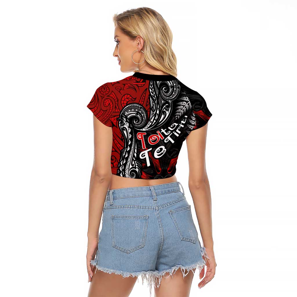 Aotearoa Toitu Te Tiriti Raglan Cropped T Shirt New Zealand Honour the Treaty - Te Tiriti Is Us