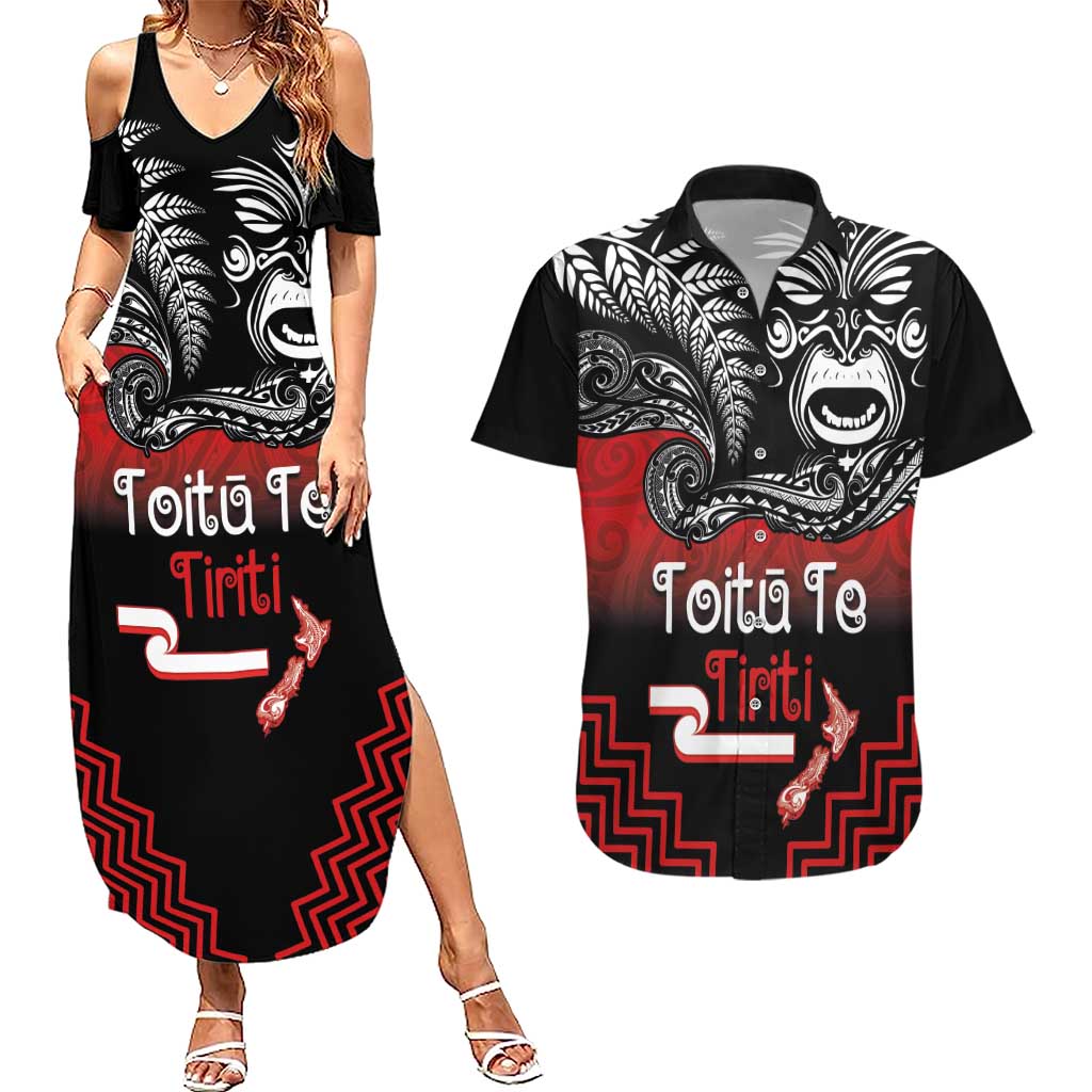 Aotearoa Toitu Te Tiriti Couples Matching Summer Maxi Dress and Hawaiian Shirt New Zealand Honour the Treaty - Fight Together
