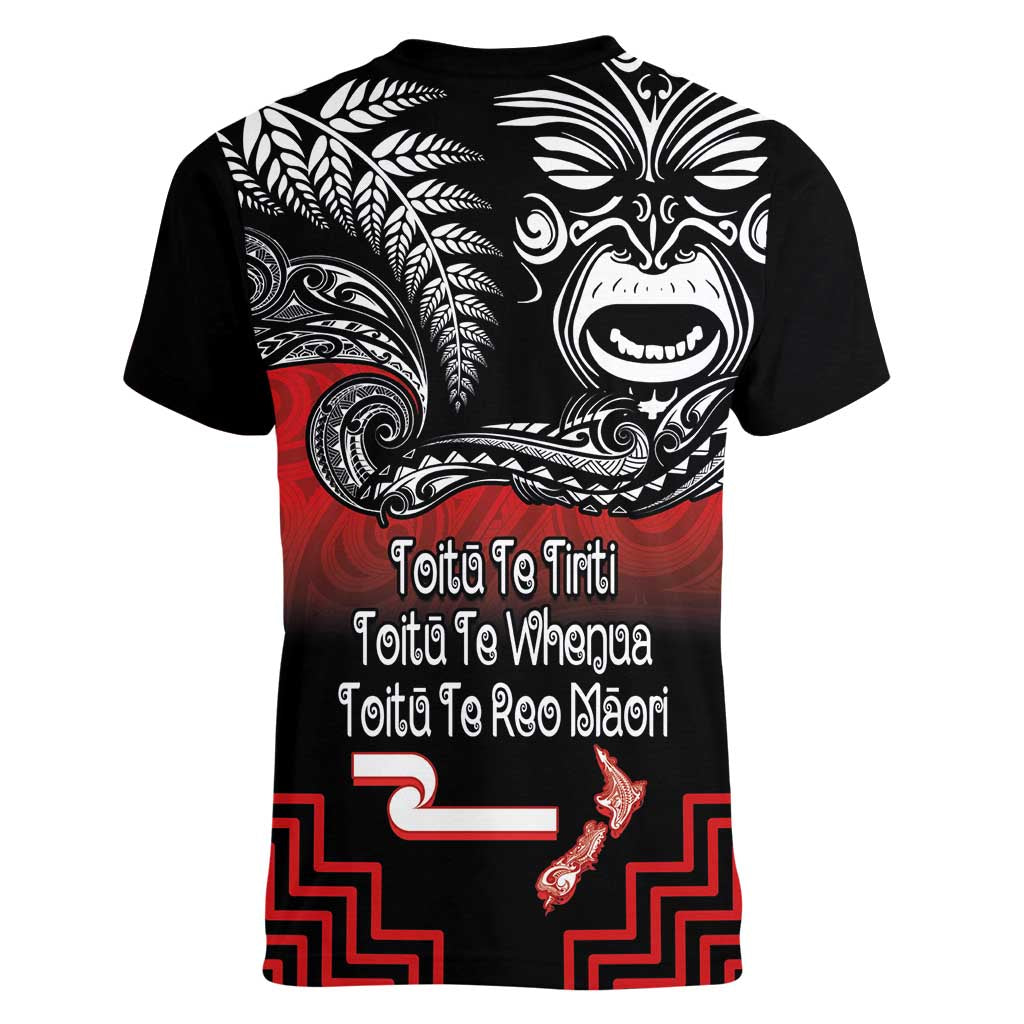 Aotearoa Toitu Te Tiriti Women V-Neck T-Shirt New Zealand Honour the Treaty - Fight Together LT03 - Polynesian Pride