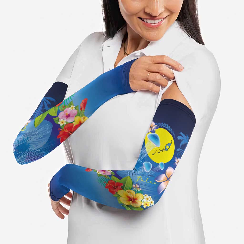Palau Jellyfish Arm Sleeves Ocean Heritage Tropical Plants - Polynesian Pride