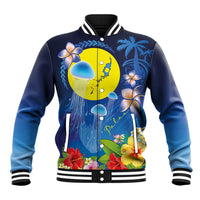 Palau Jellyfish Baseball Jacket Ocean Heritage Tropical Plants - Polynesian Pride
