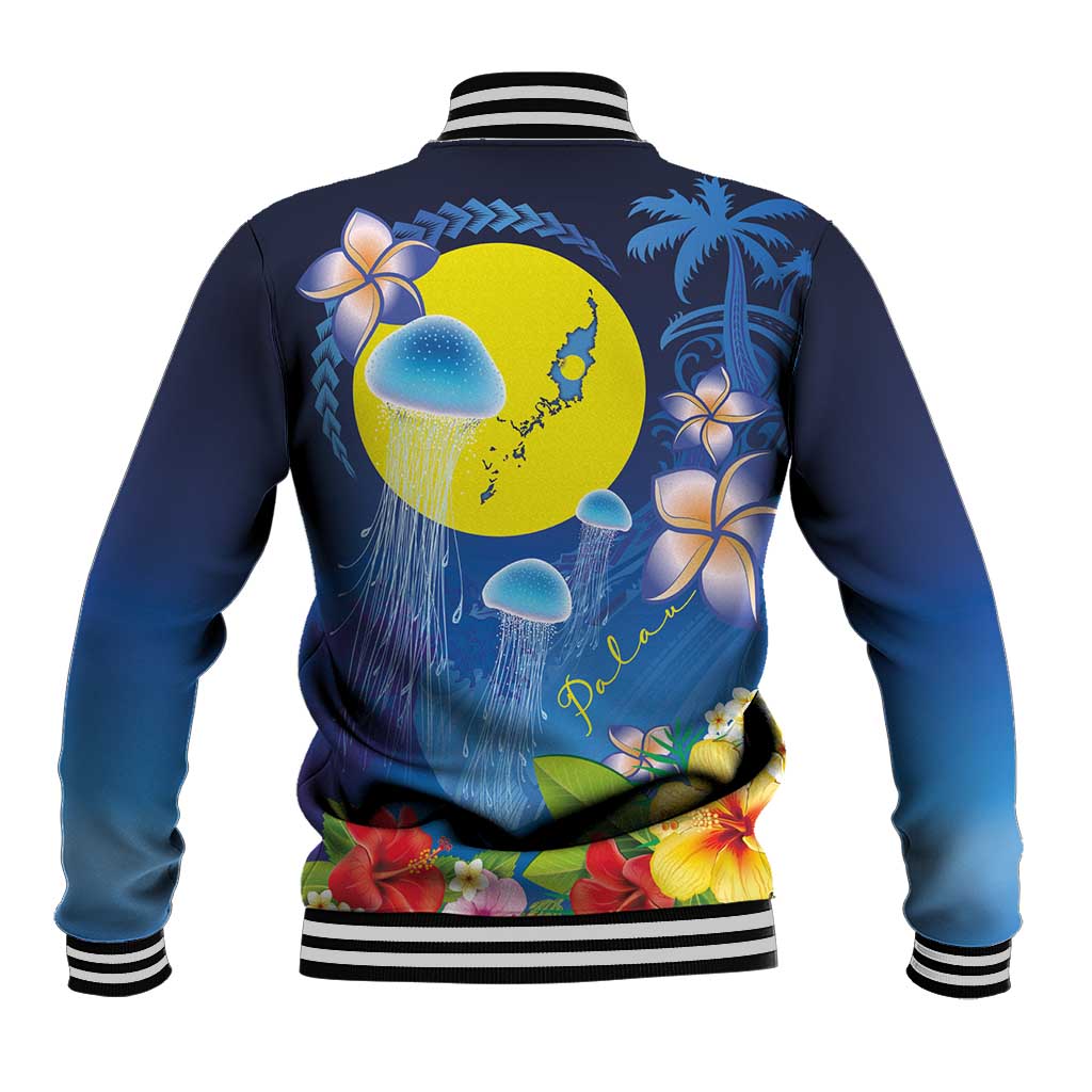 Palau Jellyfish Baseball Jacket Ocean Heritage Tropical Plants - Polynesian Pride