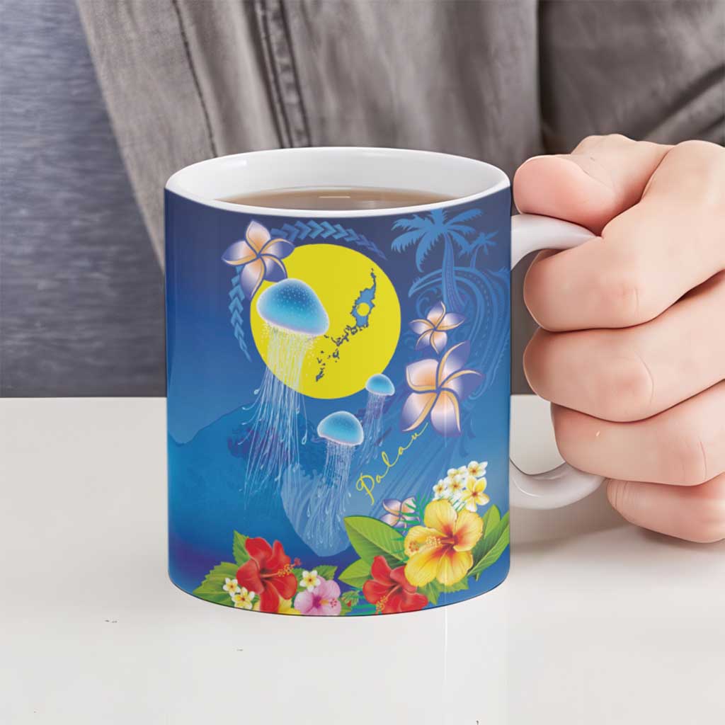 Palau Jellyfish Ceramic Mug Ocean Heritage Tropical Plants - Polynesian Pride