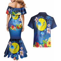 Palau Jellyfish Couples Matching Mermaid Dress and Hawaiian Shirt Ocean Heritage Tropical Plants - Polynesian Pride