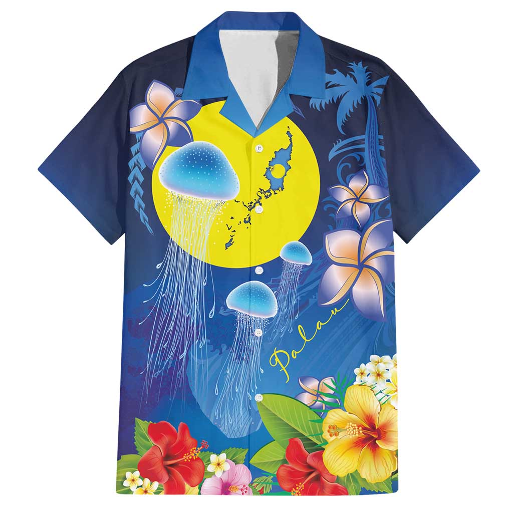 Palau Jellyfish Family Matching Long Sleeve Bodycon Dress and Hawaiian Shirt Ocean Heritage Tropical Plants - Polynesian Pride