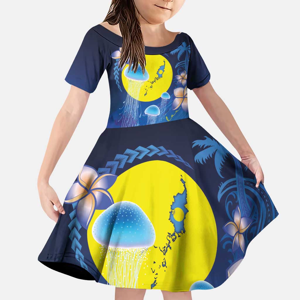 Palau Jellyfish Family Matching Puletasi and Hawaiian Shirt Ocean Heritage Tropical Plants - Polynesian Pride