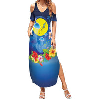 Palau Jellyfish Family Matching Summer Maxi Dress and Hawaiian Shirt Ocean Heritage Tropical Plants - Polynesian Pride