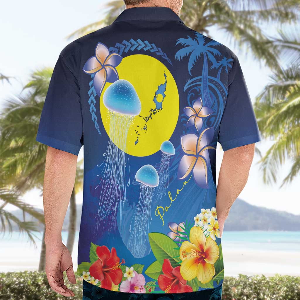 Palau Jellyfish Hawaiian Shirt Ocean Heritage Tropical Plants - Polynesian Pride