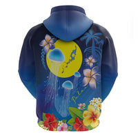 Palau Jellyfish Hoodie Ocean Heritage Tropical Plants - Polynesian Pride