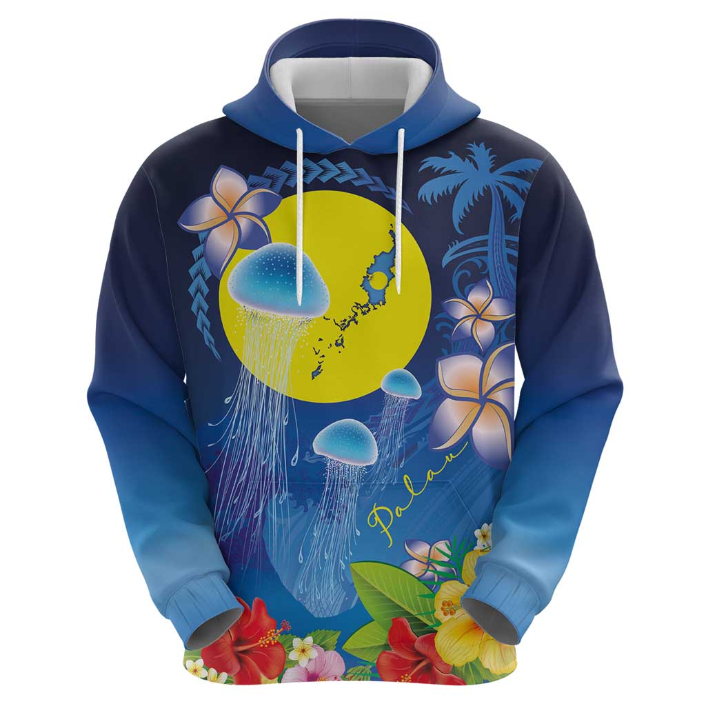 Palau Jellyfish Hoodie Ocean Heritage Tropical Plants - Polynesian Pride