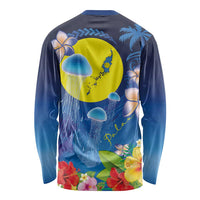 Palau Jellyfish Long Sleeve Shirt Ocean Heritage Tropical Plants - Polynesian Pride