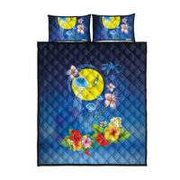 Palau Jellyfish Quilt Bed Set Ocean Heritage Tropical Plants - Polynesian Pride