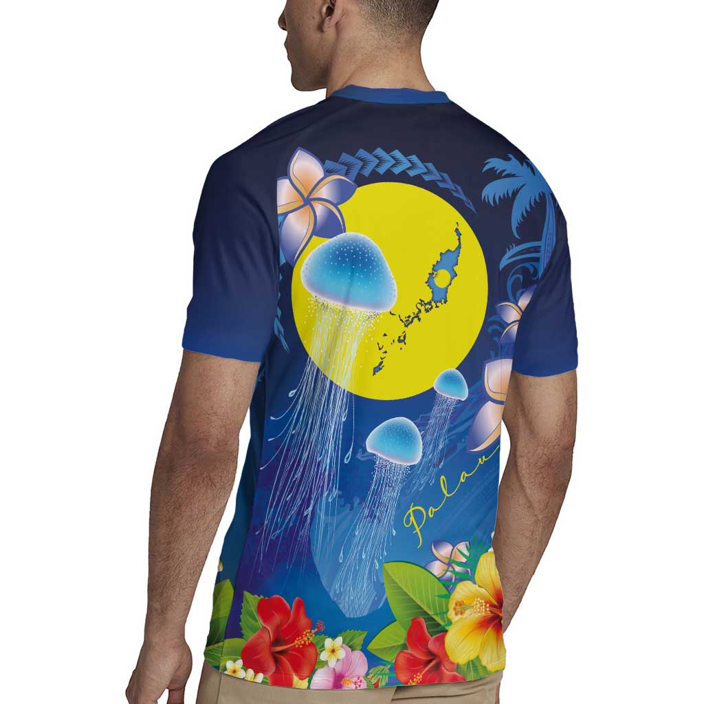 Palau Jellyfish Rugby Jersey Ocean Heritage Tropical Plants - Polynesian Pride