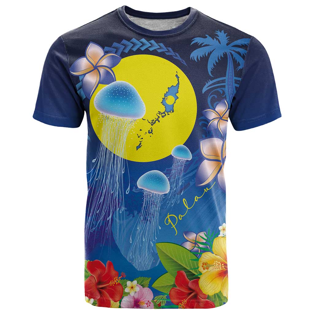 Palau Jellyfish T Shirt Ocean Heritage Tropical Plants - Polynesian Pride