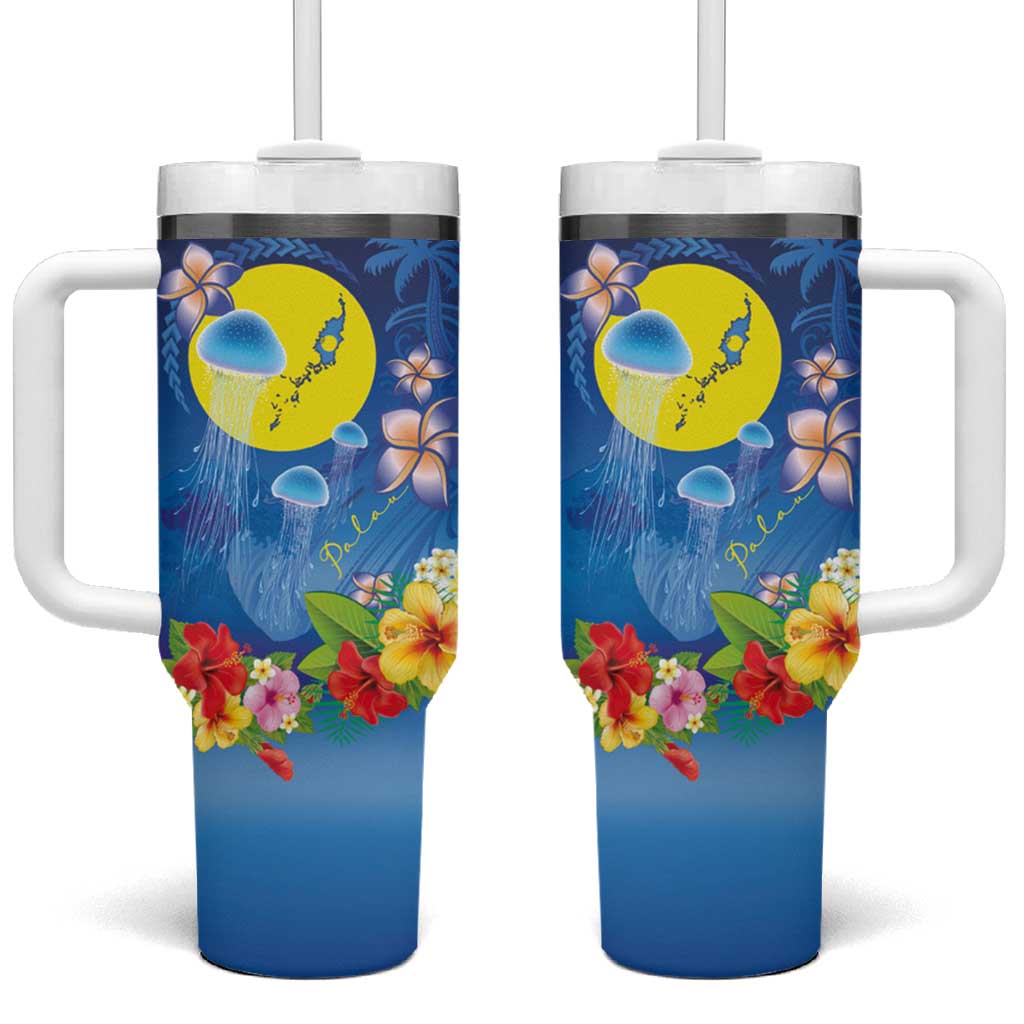 Palau Jellyfish Tumbler With Handle Ocean Heritage Tropical Plants - Polynesian Pride