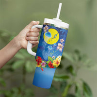 Palau Jellyfish Tumbler With Handle Ocean Heritage Tropical Plants - Polynesian Pride