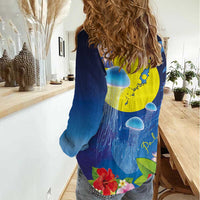 Palau Jellyfish Women Casual Shirt Ocean Heritage Tropical Plants - Polynesian Pride