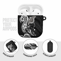 Hawaiian Manta Rays AirPods Case Tribal Hibiscus Polynesian Tattoos Black Color - Polynesian Pride