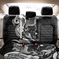 Hawaiian Manta Rays Back Car Seat Cover Tribal Hibiscus Polynesian Tattoos Black Color - Polynesian Pride