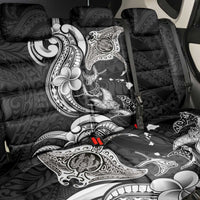Hawaiian Manta Rays Back Car Seat Cover Tribal Hibiscus Polynesian Tattoos Black Color - Polynesian Pride
