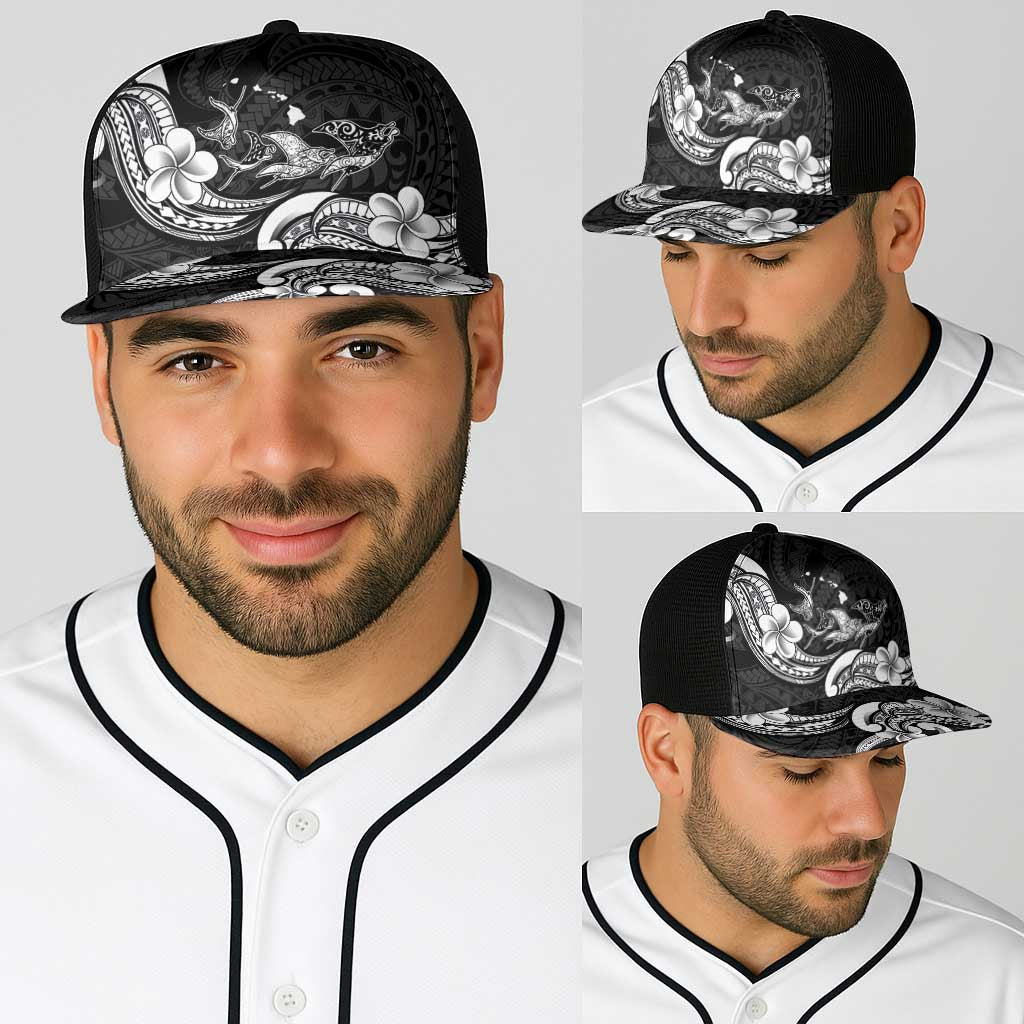 Hawaiian Manta Rays Baseball Net Cap Tribal Hibiscus Polynesian Tattoos Black Color - Polynesian Pride
