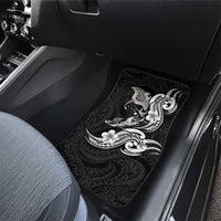 Hawaiian Manta Rays Car Mats Tribal Hibiscus Polynesian Tattoos Black Color - Polynesian Pride
