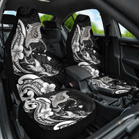 Hawaiian Manta Rays Car Seat Cover Tribal Hibiscus Polynesian Tattoos Black Color - Polynesian Pride