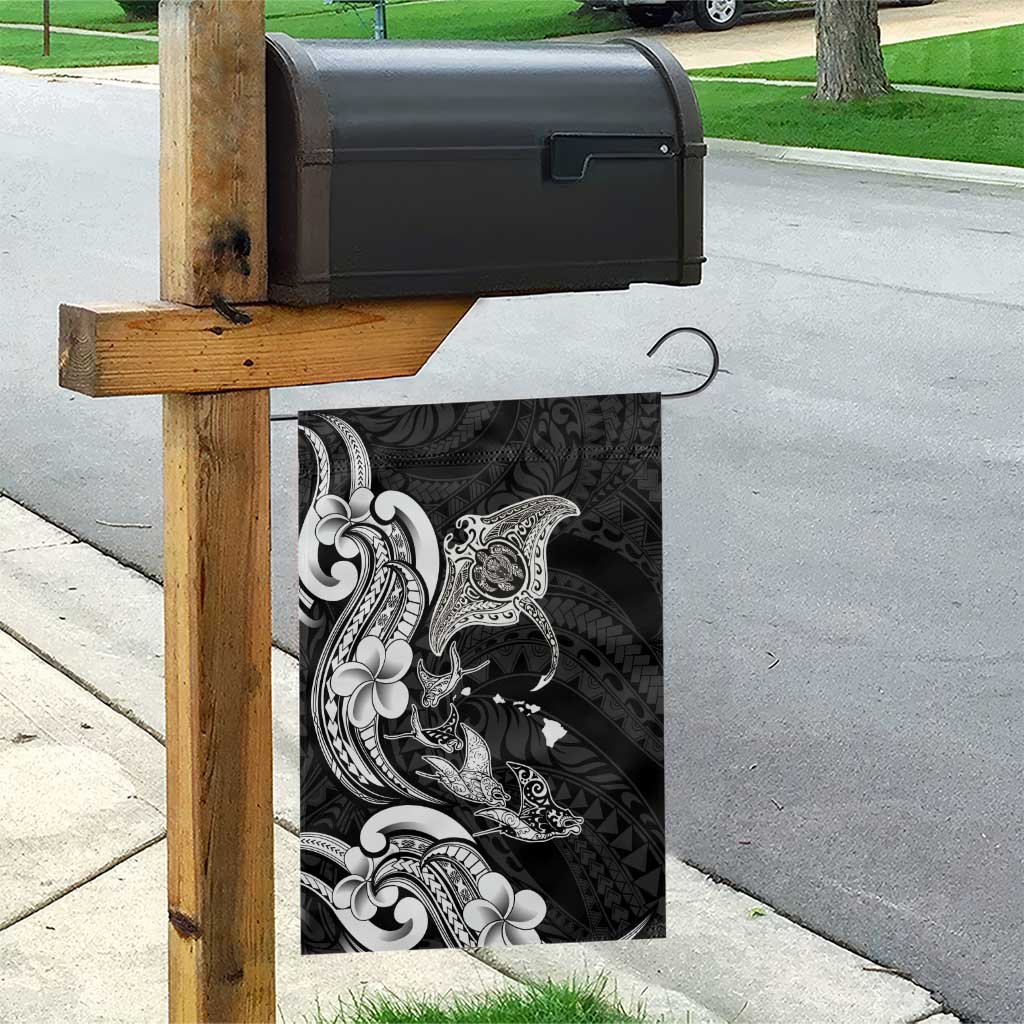 Hawaiian Manta Rays Garden Flag Tribal Hibiscus Polynesian Tattoos Black Color - Polynesian Pride