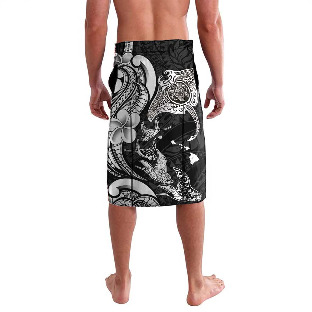 Hawaiian Manta Rays Lavalava Tribal Hibiscus Polynesian Tattoos Black Color - Polynesian Pride