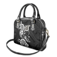 Hawaiian Manta Rays Shoulder Handbag Tribal Hibiscus Polynesian Tattoos Black Color - Polynesian Pride