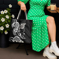 Hawaiian Manta Rays Tote Bag Tribal Hibiscus Polynesian Tattoos Black Color - Polynesian Pride