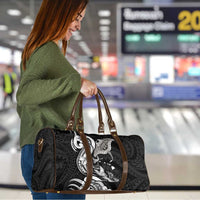 Hawaiian Manta Rays Travel Bag Tribal Hibiscus Polynesian Tattoos Black Color - Polynesian Pride