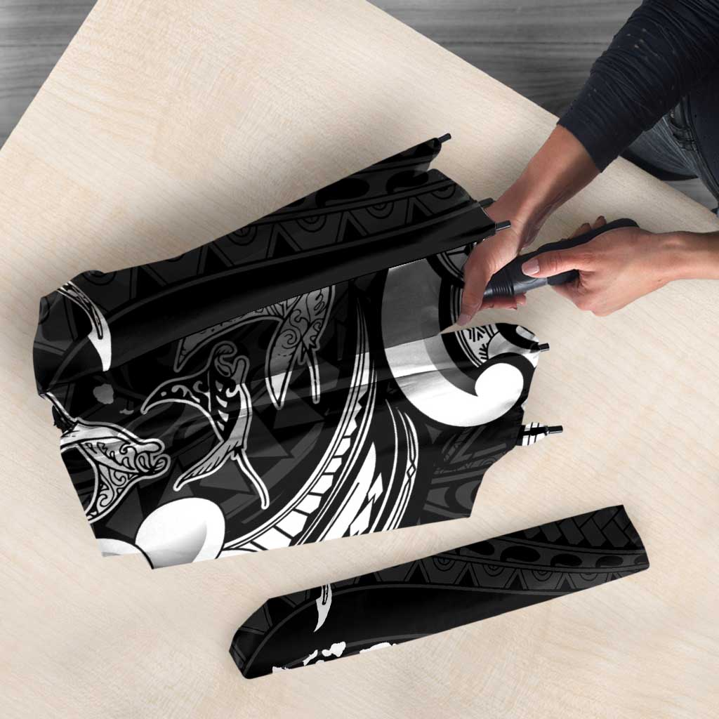 Hawaiian Manta Rays Umbrella Tribal Hibiscus Polynesian Tattoos Black Color - Polynesian Pride