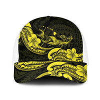 Hawaiian Manta Rays Baseball Net Cap Tribal Hibiscus Polynesian Tattoos Yellow Color - Polynesian Pride