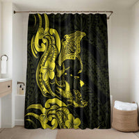 Hawaiian Manta Rays Bathroom Set Tribal Hibiscus Polynesian Tattoos Yellow Color - Polynesian Pride