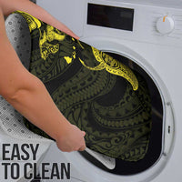 Hawaiian Manta Rays Bathroom Set Tribal Hibiscus Polynesian Tattoos Yellow Color - Polynesian Pride