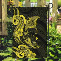 Hawaiian Manta Rays Garden Flag Tribal Hibiscus Polynesian Tattoos Yellow Color - Polynesian Pride