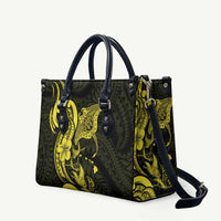Hawaiian Manta Rays Leather Bag Tribal Hibiscus Polynesian Tattoos Yellow Color - Polynesian Pride