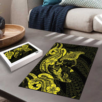 Hawaiian Manta Rays Puzzle Tribal Hibiscus Polynesian Tattoos Yellow Color - Polynesian Pride
