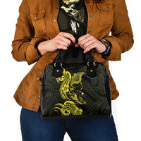 Hawaiian Manta Rays Shoulder Handbag Tribal Hibiscus Polynesian Tattoos Yellow Color - Polynesian Pride