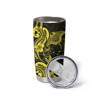 Hawaiian Manta Rays Tumbler Cup Tribal Hibiscus Polynesian Tattoos Yellow Color - Polynesian Pride