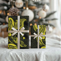 Hawaiian Manta Rays Wrapping Paper Tribal Hibiscus Polynesian Tattoos Yellow Color LT03 - Polynesian Pride
