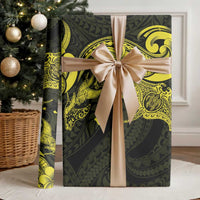 Hawaiian Manta Rays Wrapping Paper Tribal Hibiscus Polynesian Tattoos Yellow Color LT03 - Polynesian Pride