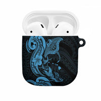 Hawaiian Manta Rays AirPods Case Tribal Hibiscus Polynesian Tattoos Blue Color - Polynesian Pride