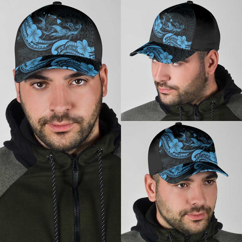 Hawaiian Manta Rays Classic Cap Tribal Hibiscus Polynesian Tattoos Blue Color - Polynesian Pride